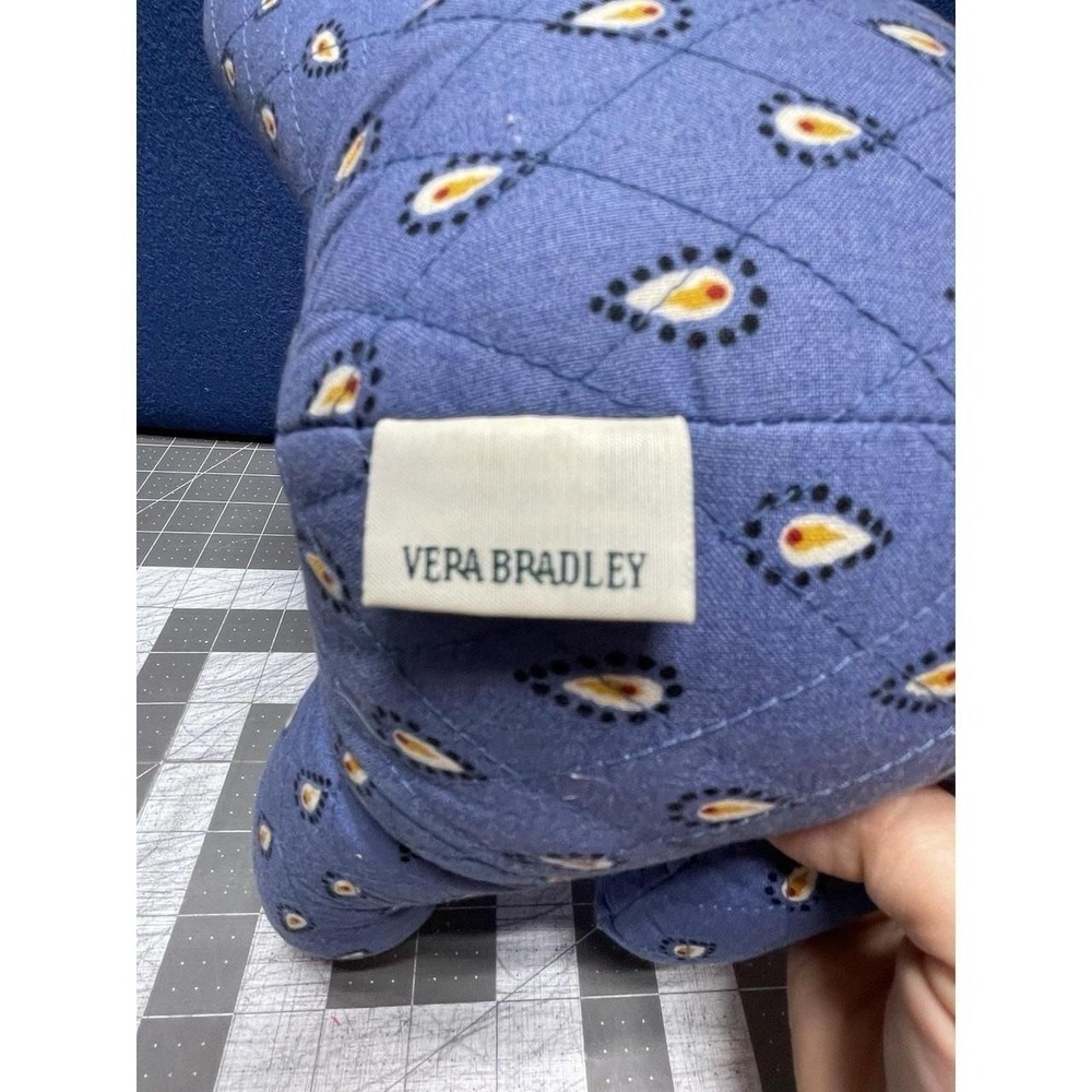Retired Vera Bradley Blue Beary Teddy Bear Plush 11" Sitting Quilted Cotton - Picture 3 of 4